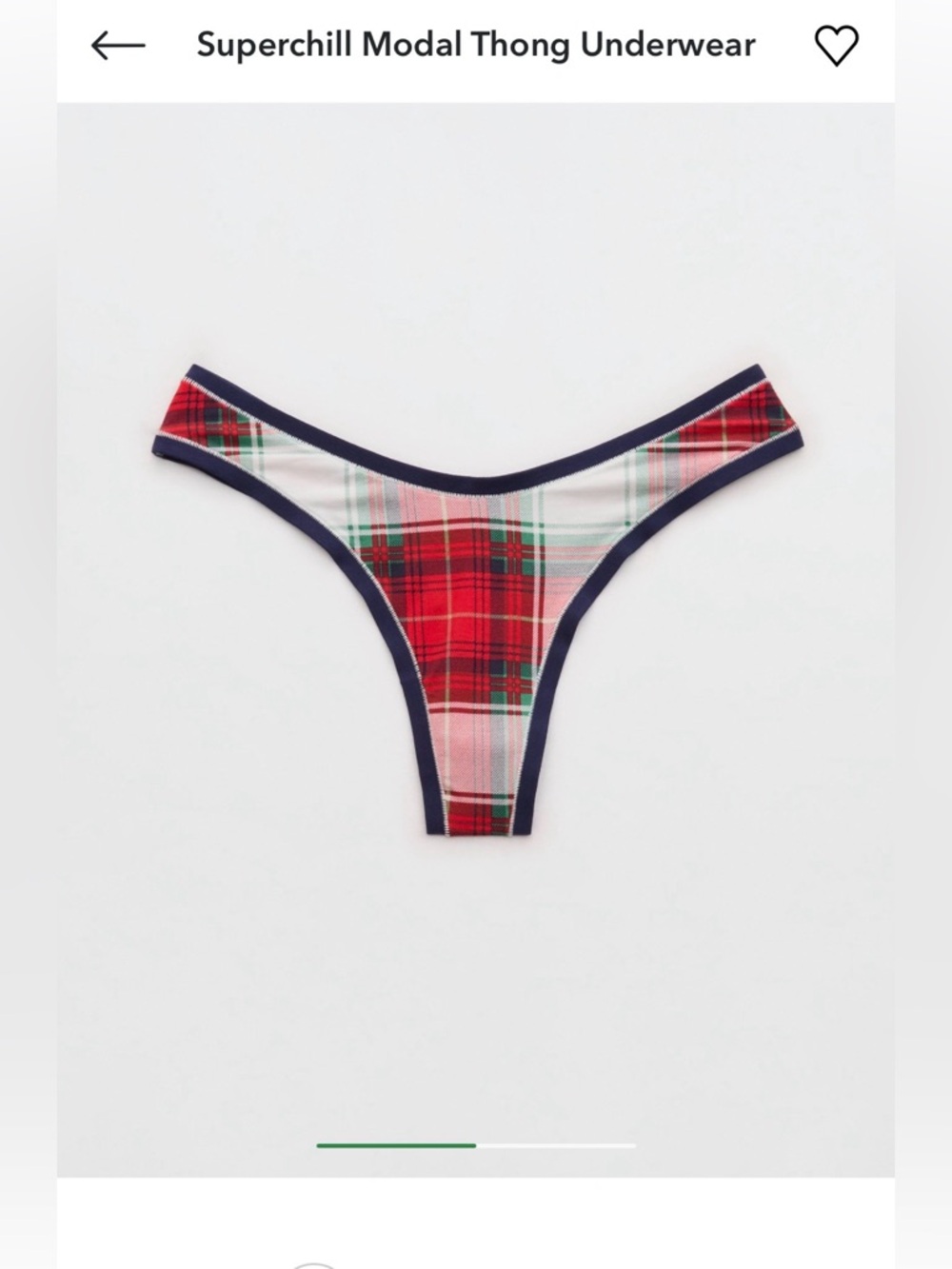 aerie Red Plaid Thong with Black Trim